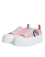 Dolce & Gabbana – Pink & White Canvas Logo Sneakers