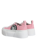 Dolce & Gabbana – Pink & White Canvas Logo Sneakers