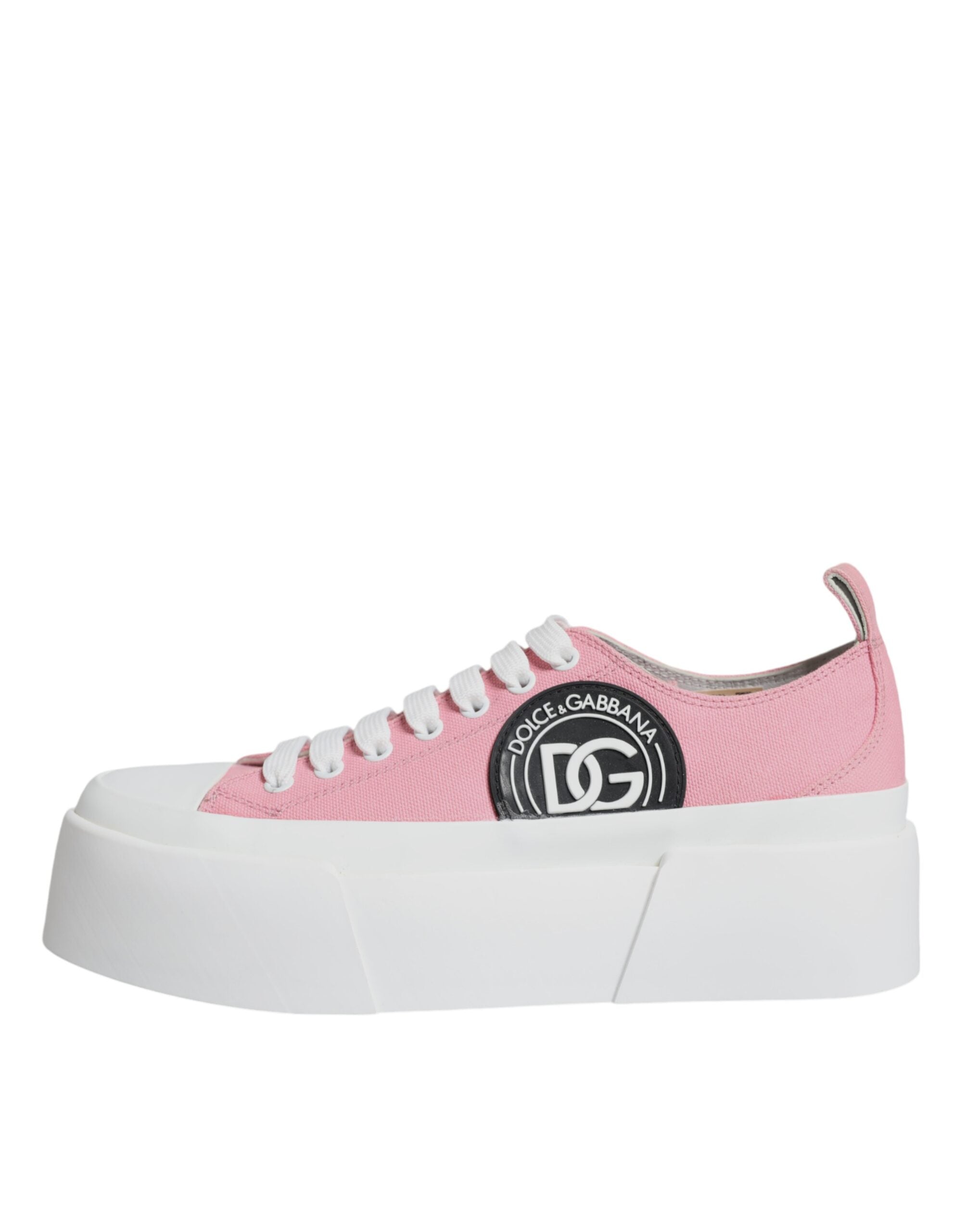 Dolce & Gabbana – Pink & White Canvas Logo Sneakers