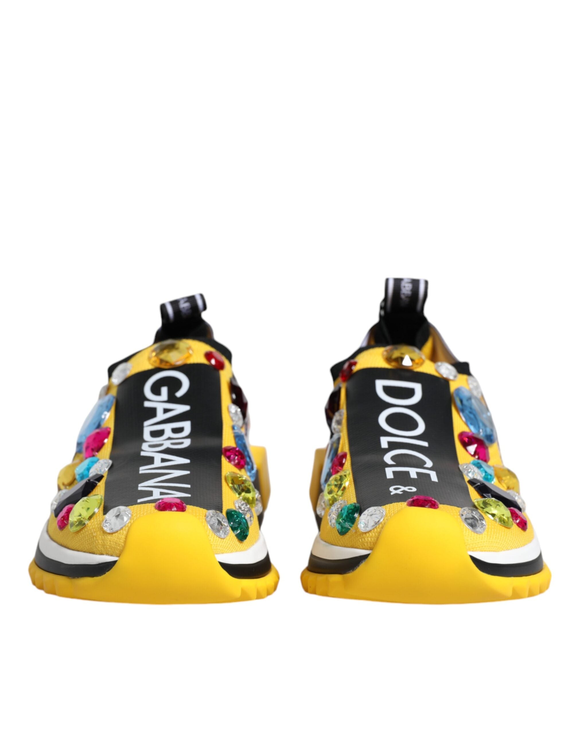 Dolce & Gabbana - Yellow Sorrento Crystals Low Top Sneakers