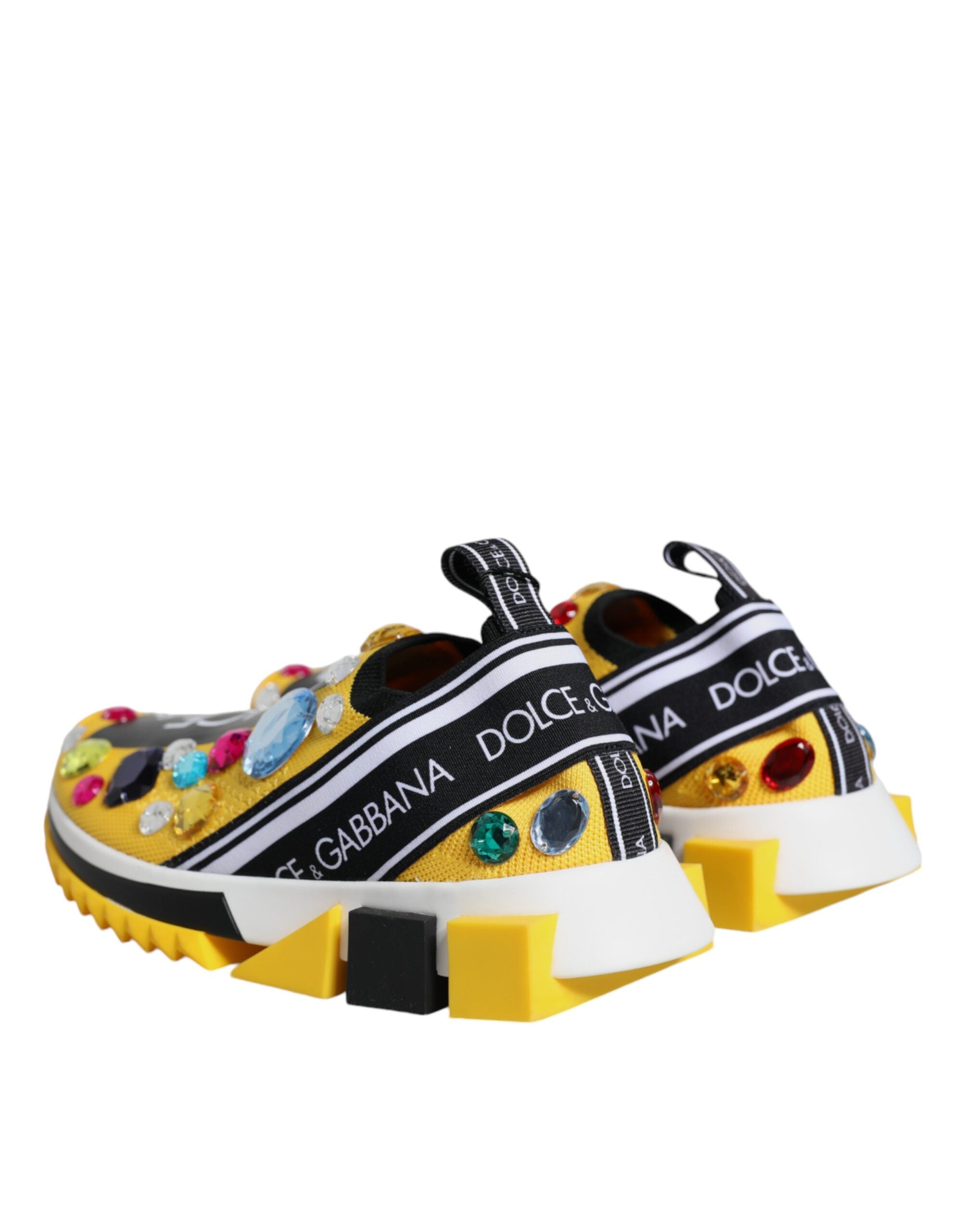 Dolce & Gabbana - Yellow Sorrento Crystals Low Top Sneakers