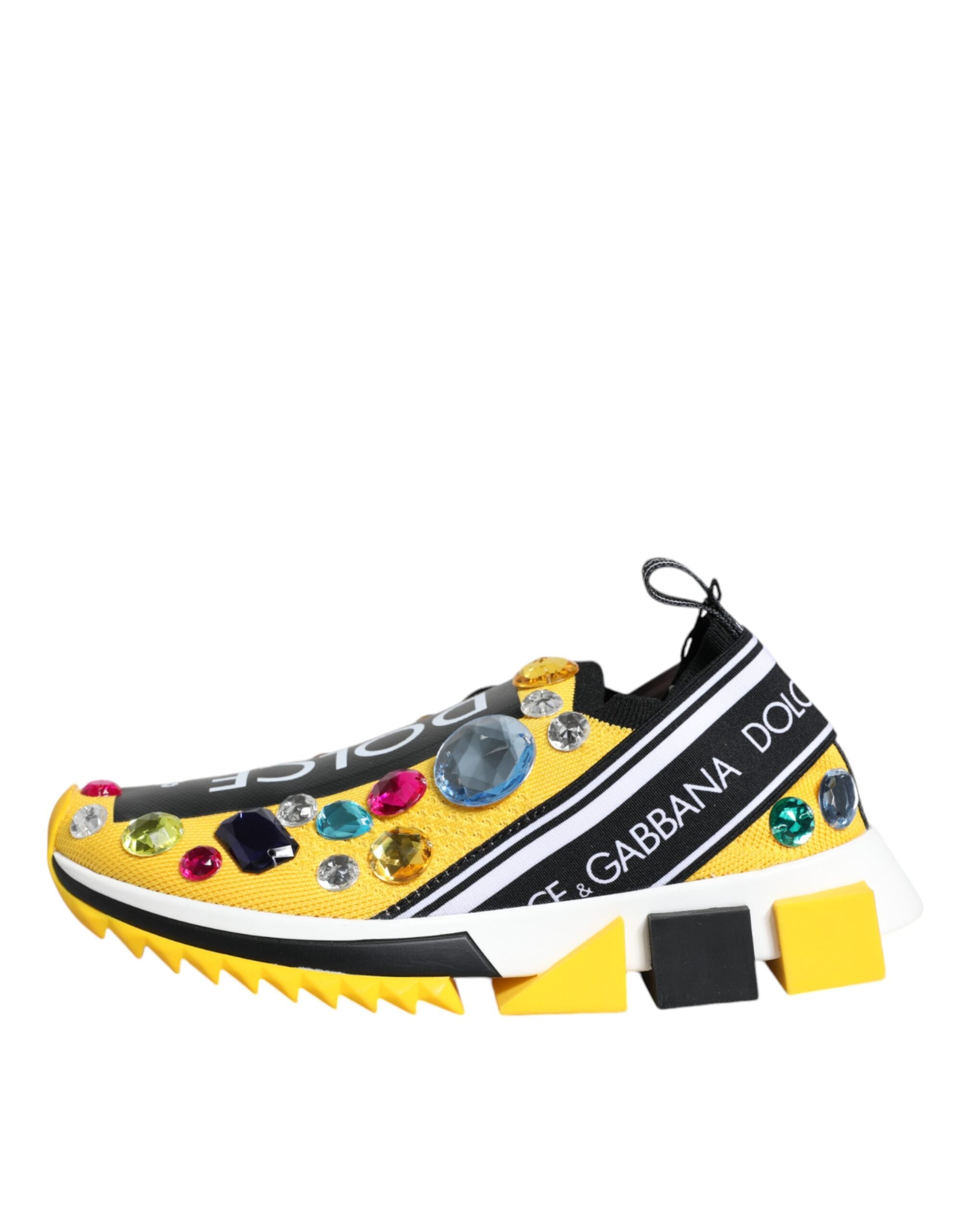 Dolce & Gabbana - Yellow Sorrento Crystals Low Top Sneakers