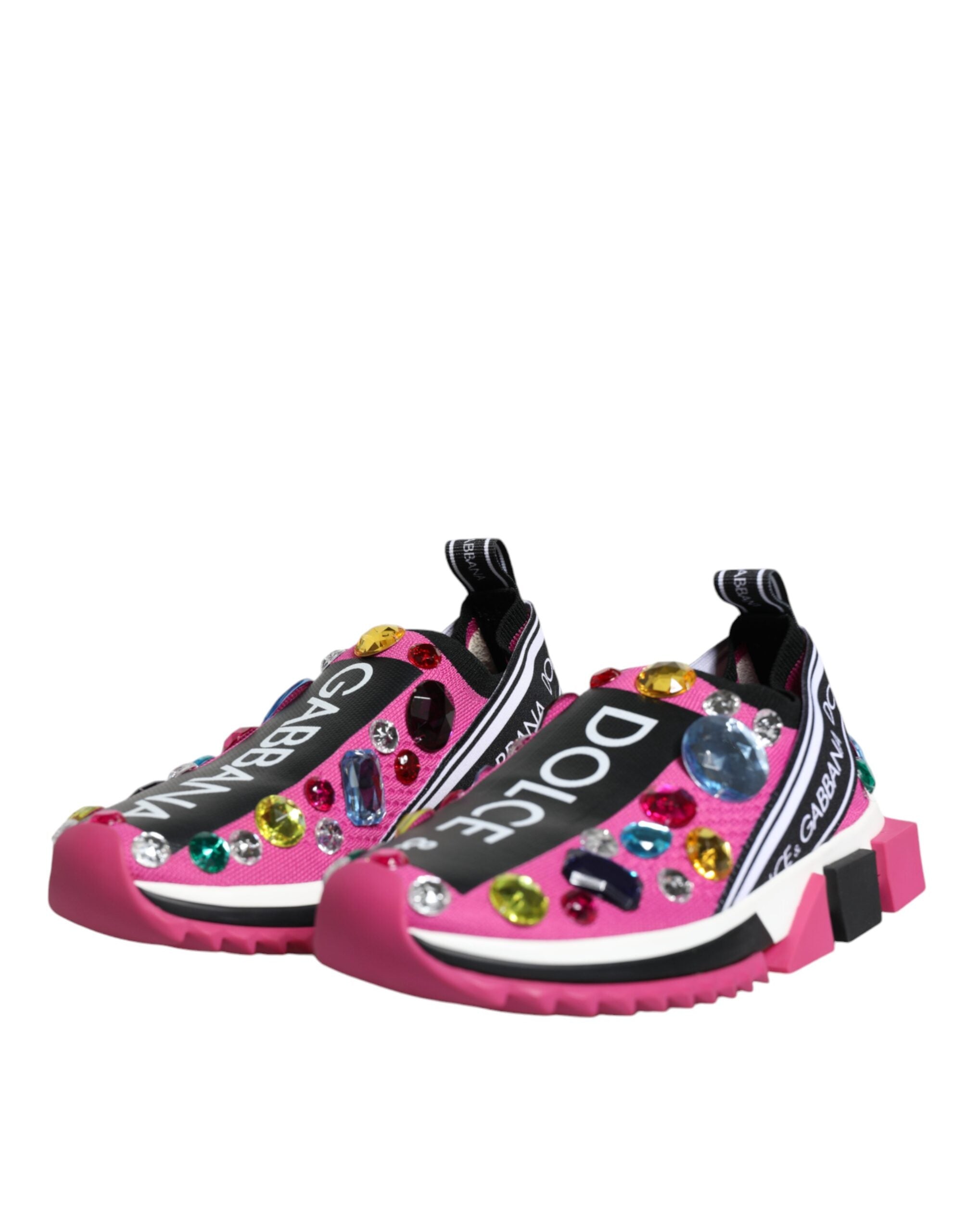 Dolce & Gabbana - Pink Sorrento Crystals Low Top Sneakers