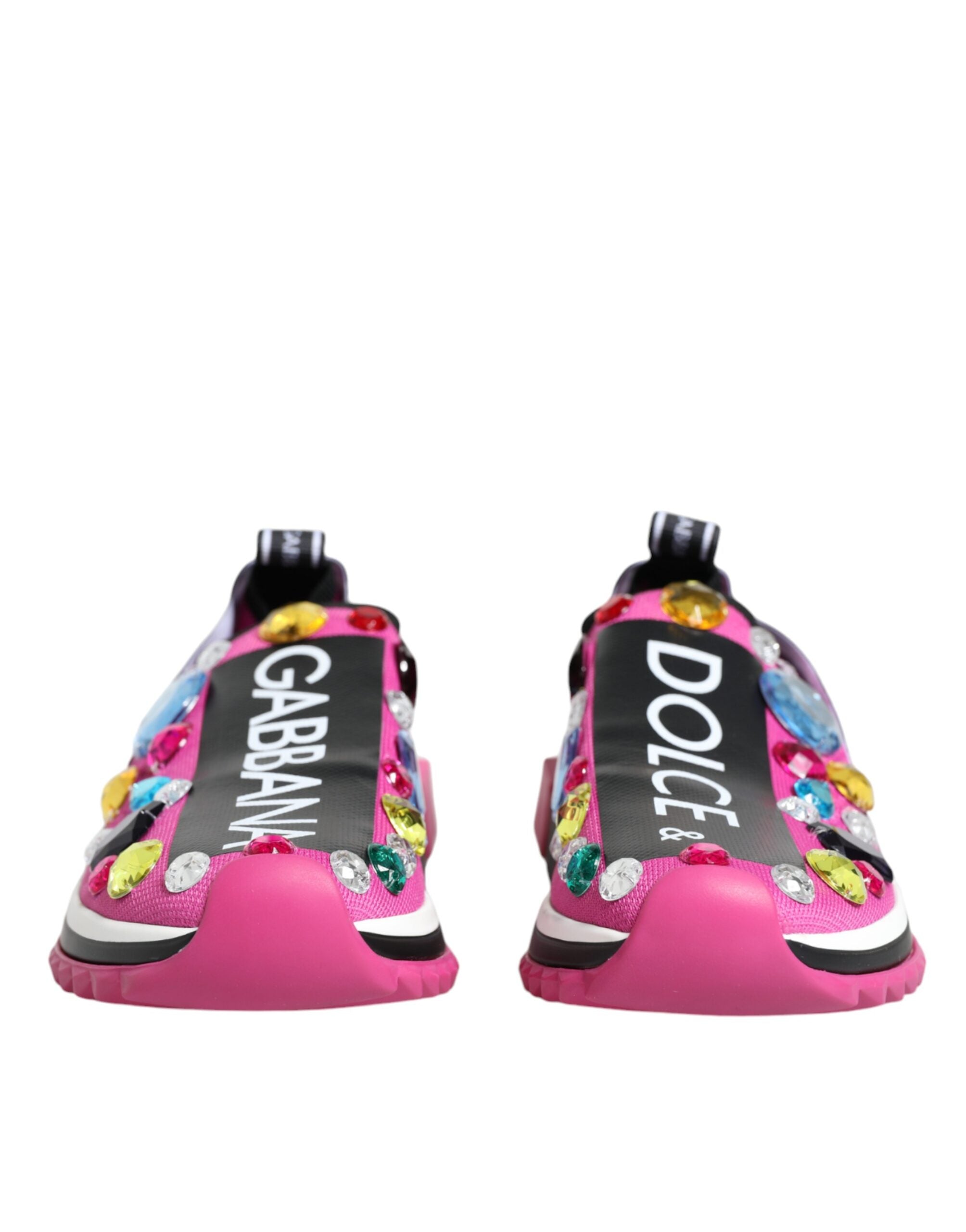 Dolce & Gabbana - Pink Sorrento Crystals Low Top Sneakers
