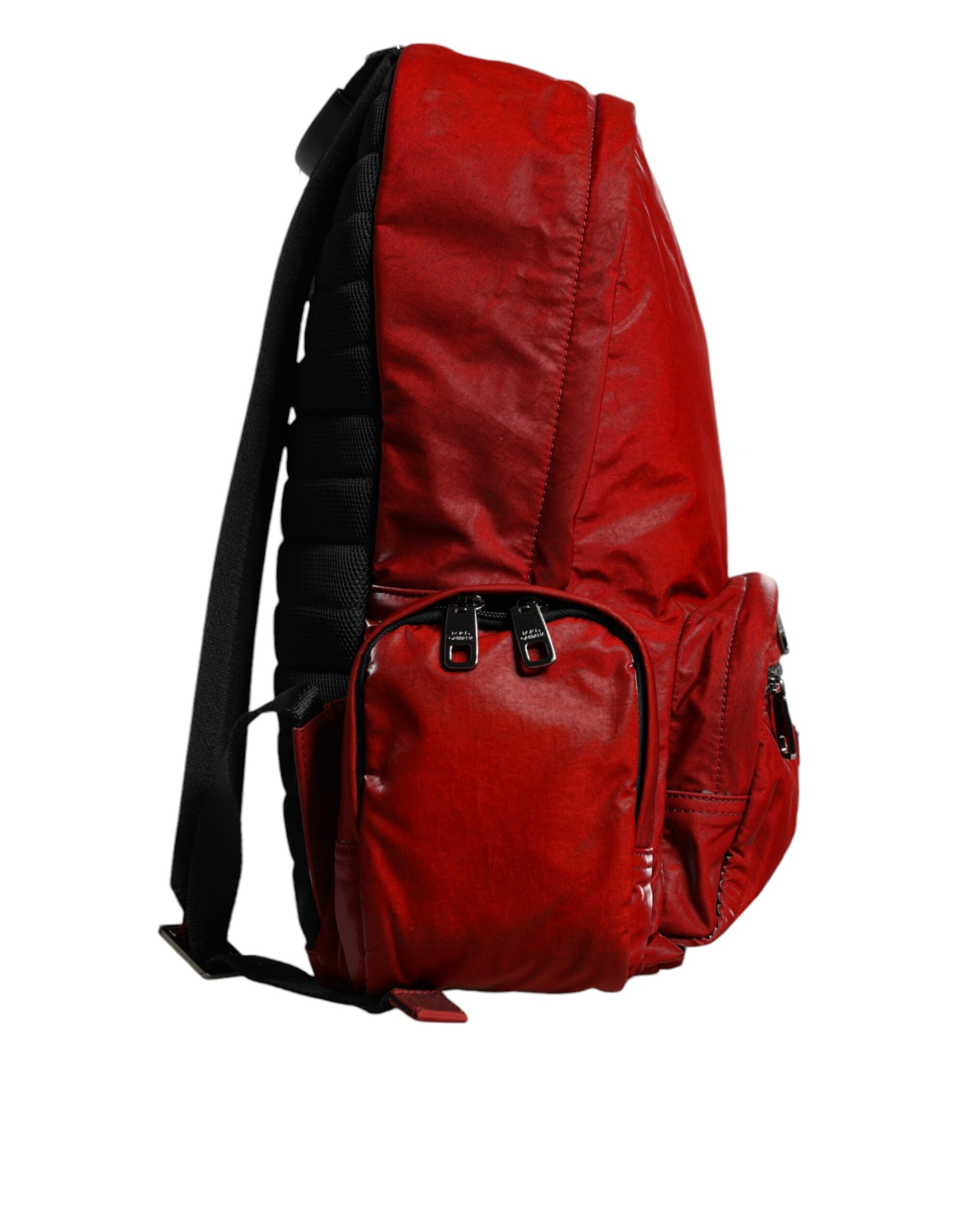 Dolce & Gabbana – Red Patent Leather Logo Plaque Backpack