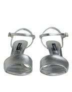 Dolce & Gabbana – Silver Keira Ankle Strap Heels Sandals