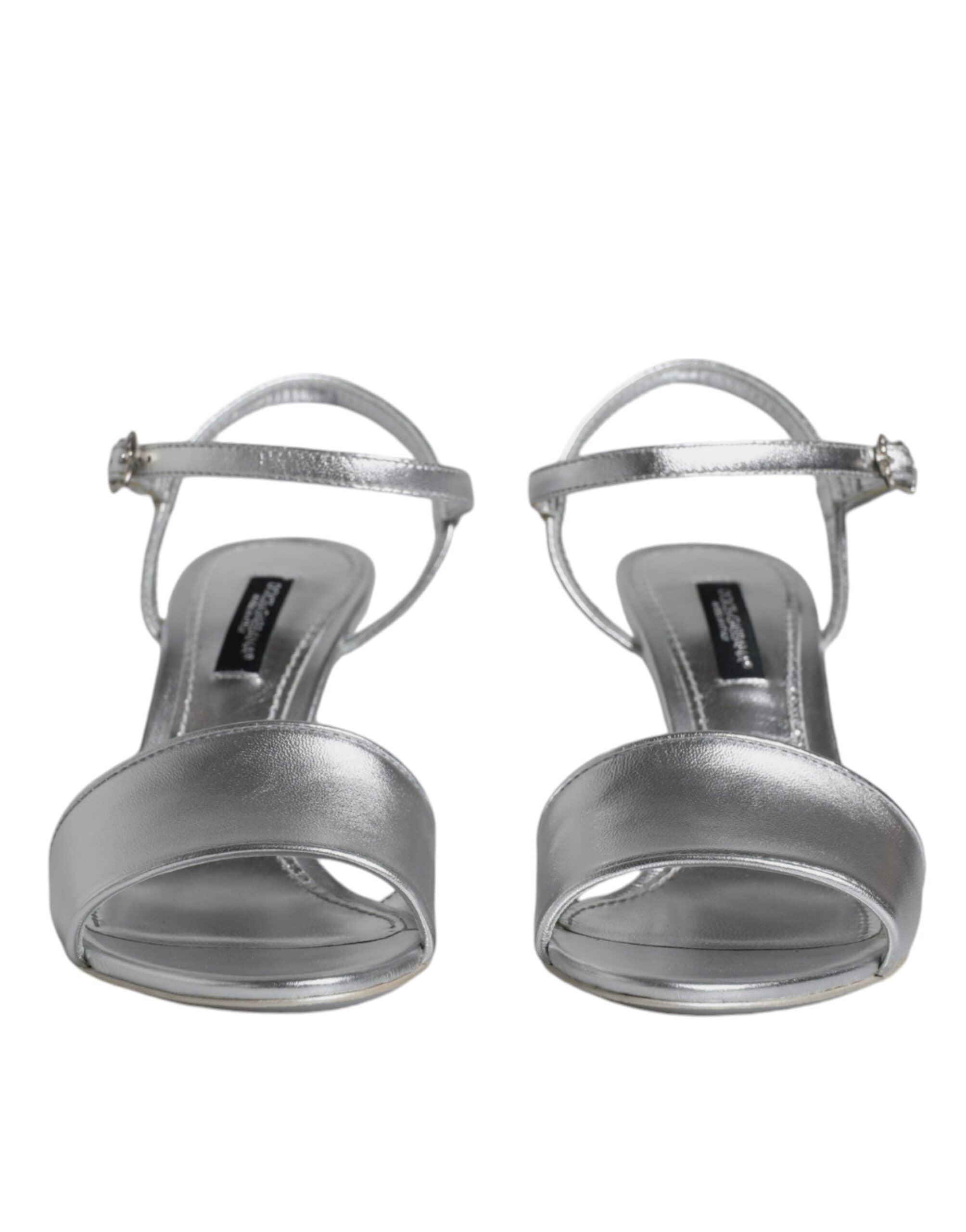 Dolce & Gabbana – Silver Keira Ankle Strap Heels Sandals