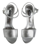 Dolce & Gabbana – Silver Keira Ankle Strap Heels Sandals
