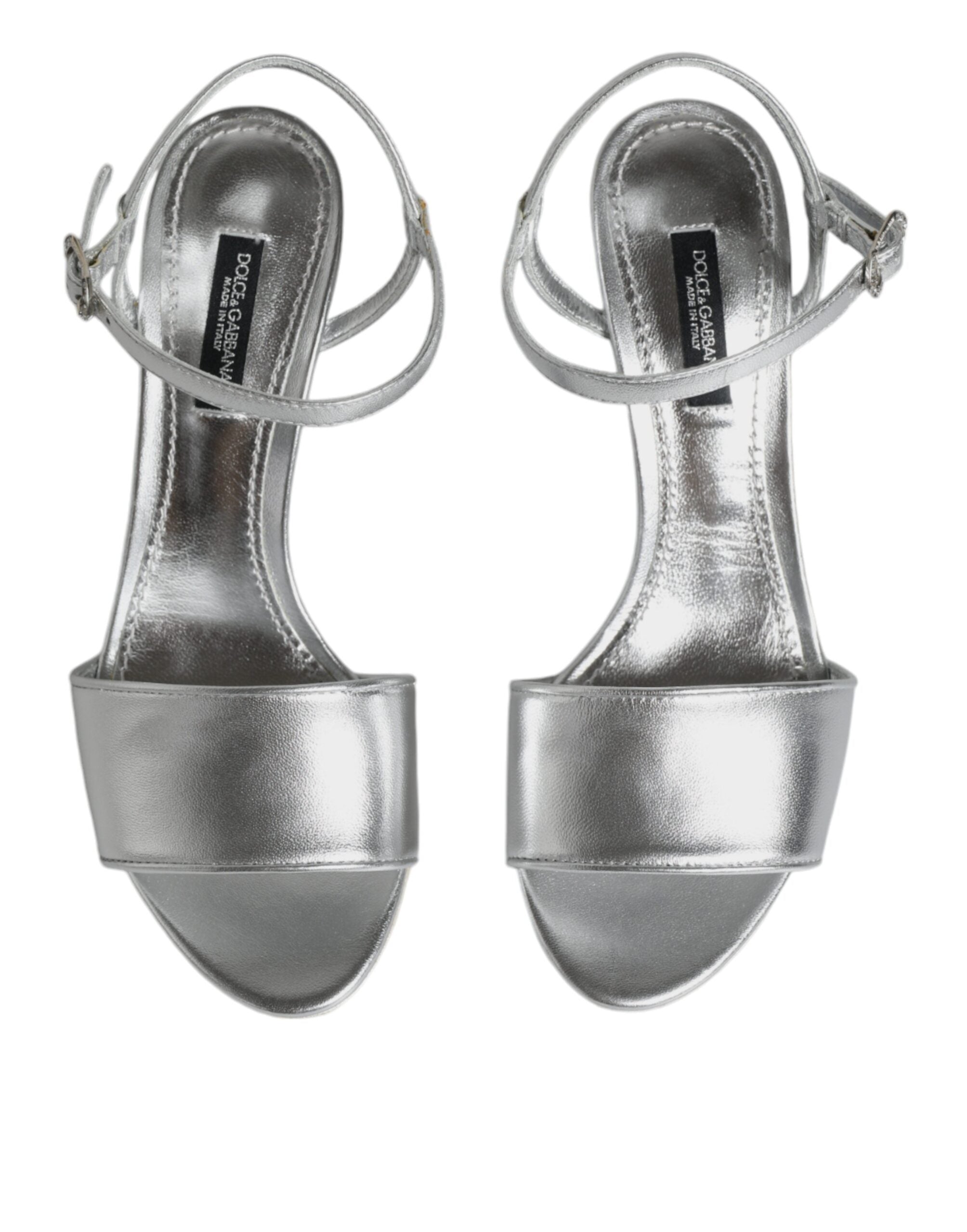 Dolce & Gabbana – Silver Keira Ankle Strap Heels Sandals