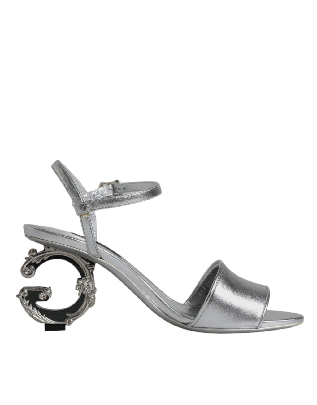 Dolce & Gabbana – Silver Keira Ankle Strap Heels Sandals