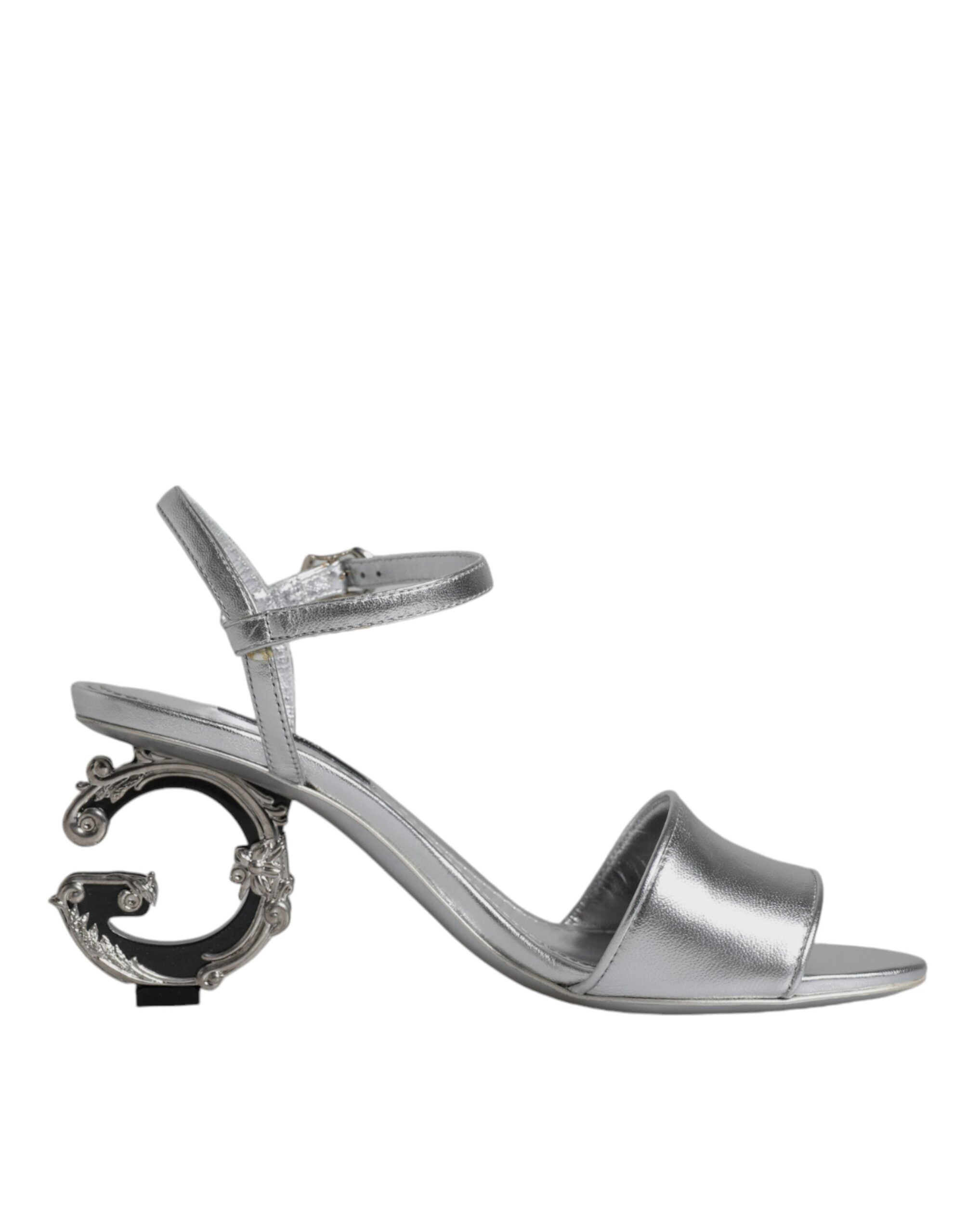Dolce & Gabbana – Silver Keira Ankle Strap Heels Sandals