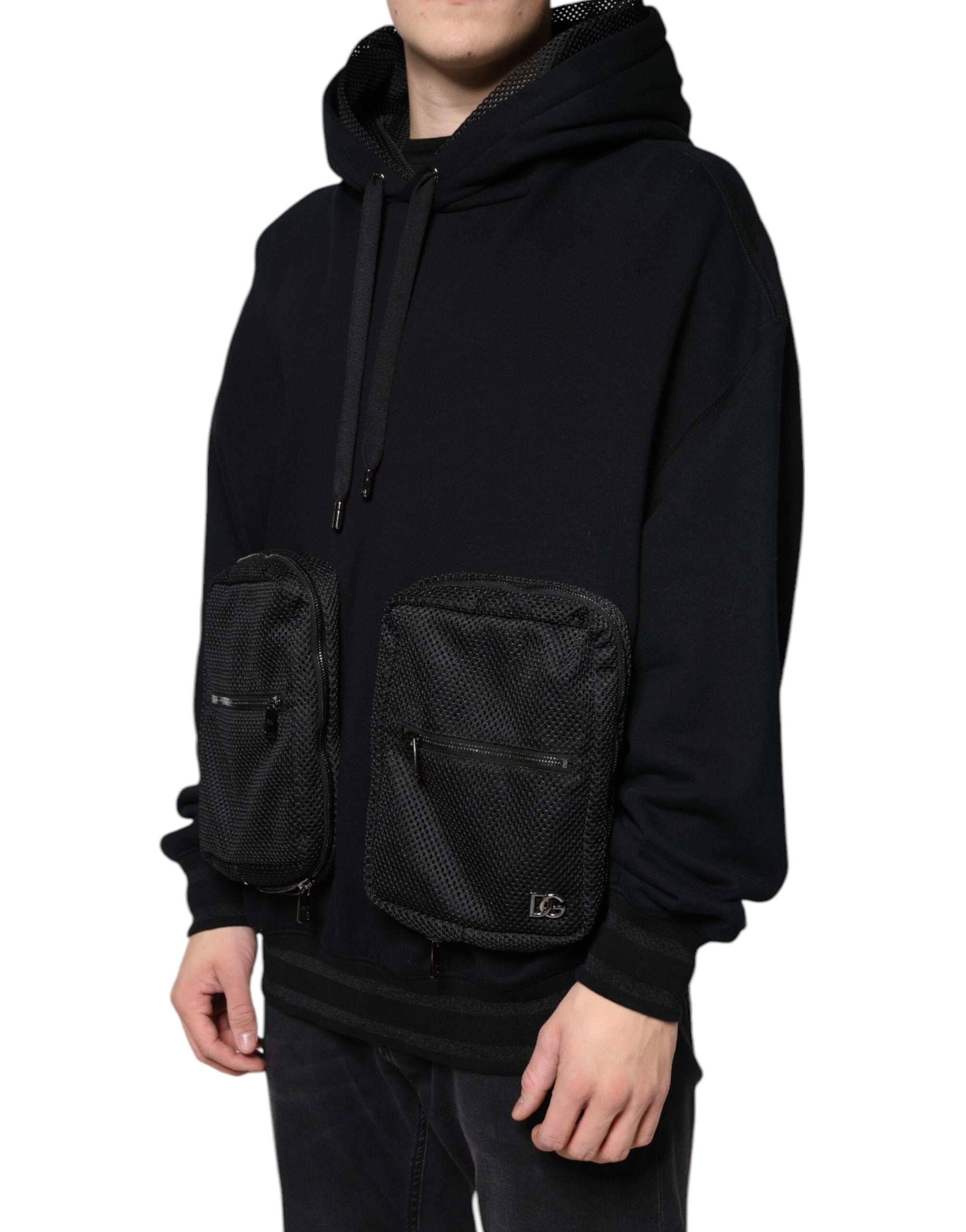 Dolce & Gabbana - Black Hooded Pullover Men Sweatshirt Sweater