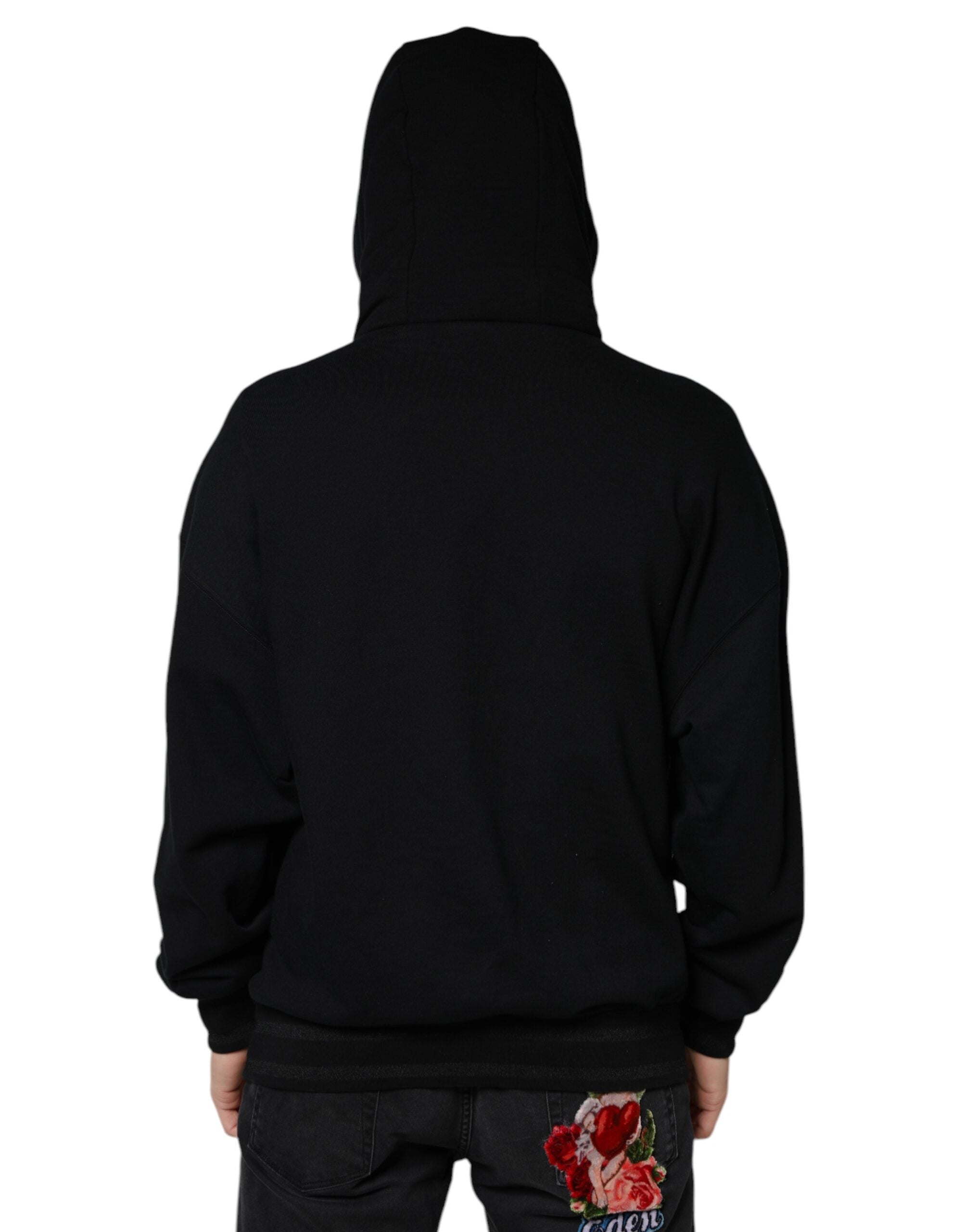 Dolce & Gabbana - Black Hooded Pullover Men Sweatshirt Sweater