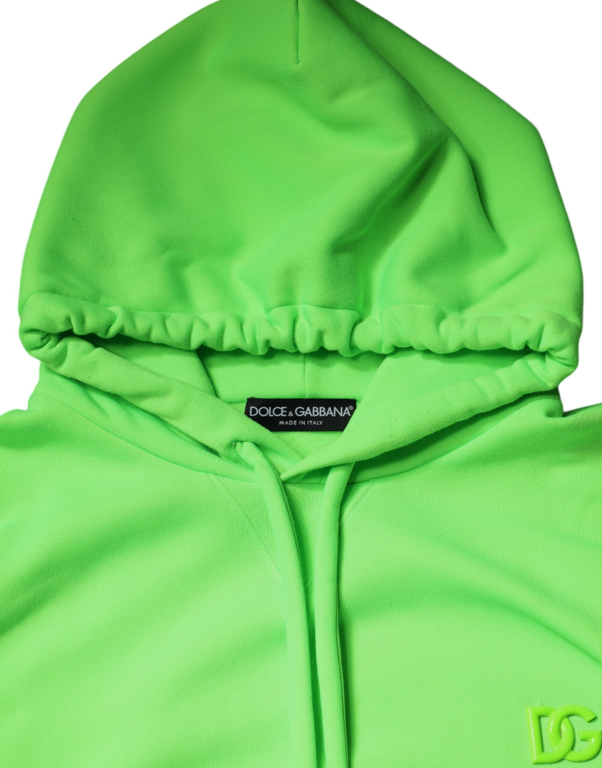 Dolce & Gabbana - Green Logo Hooded Pullover Men Sweatshirt Sweater