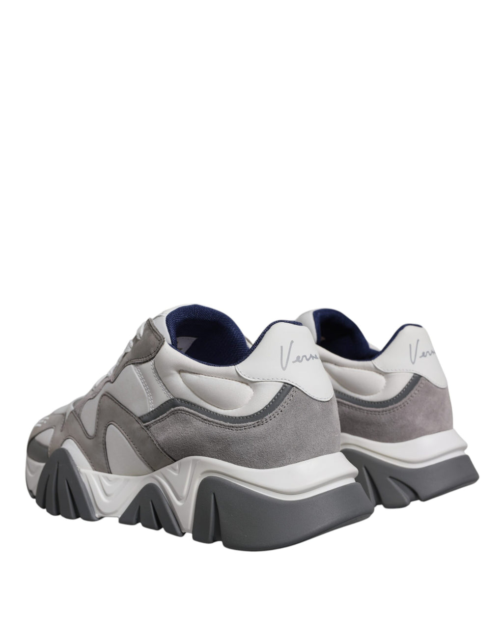 Versace - Grey Leather Neoprene Chunky Low Top Squalo Sneakers