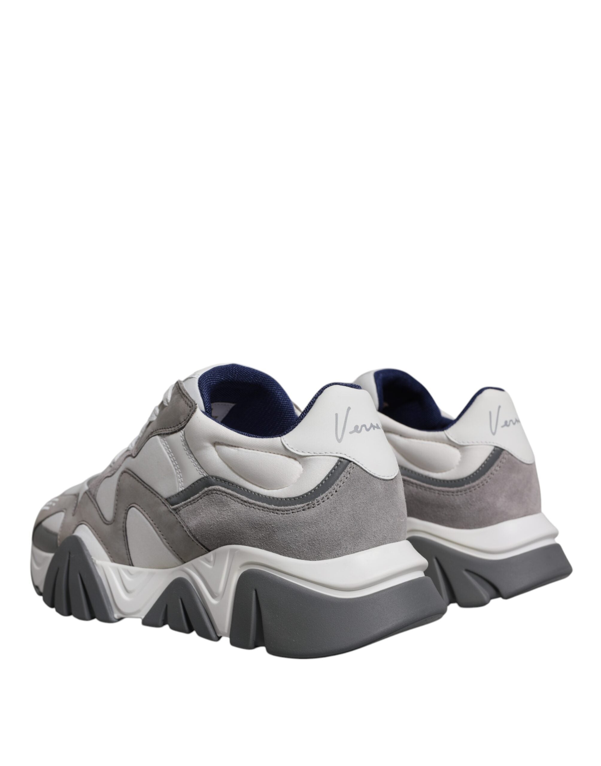 Versace - Grey Leather Neoprene Chunky Low Top Squalo Sneakers