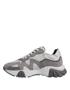 Versace - Grey Leather Neoprene Chunky Low Top Squalo Sneakers