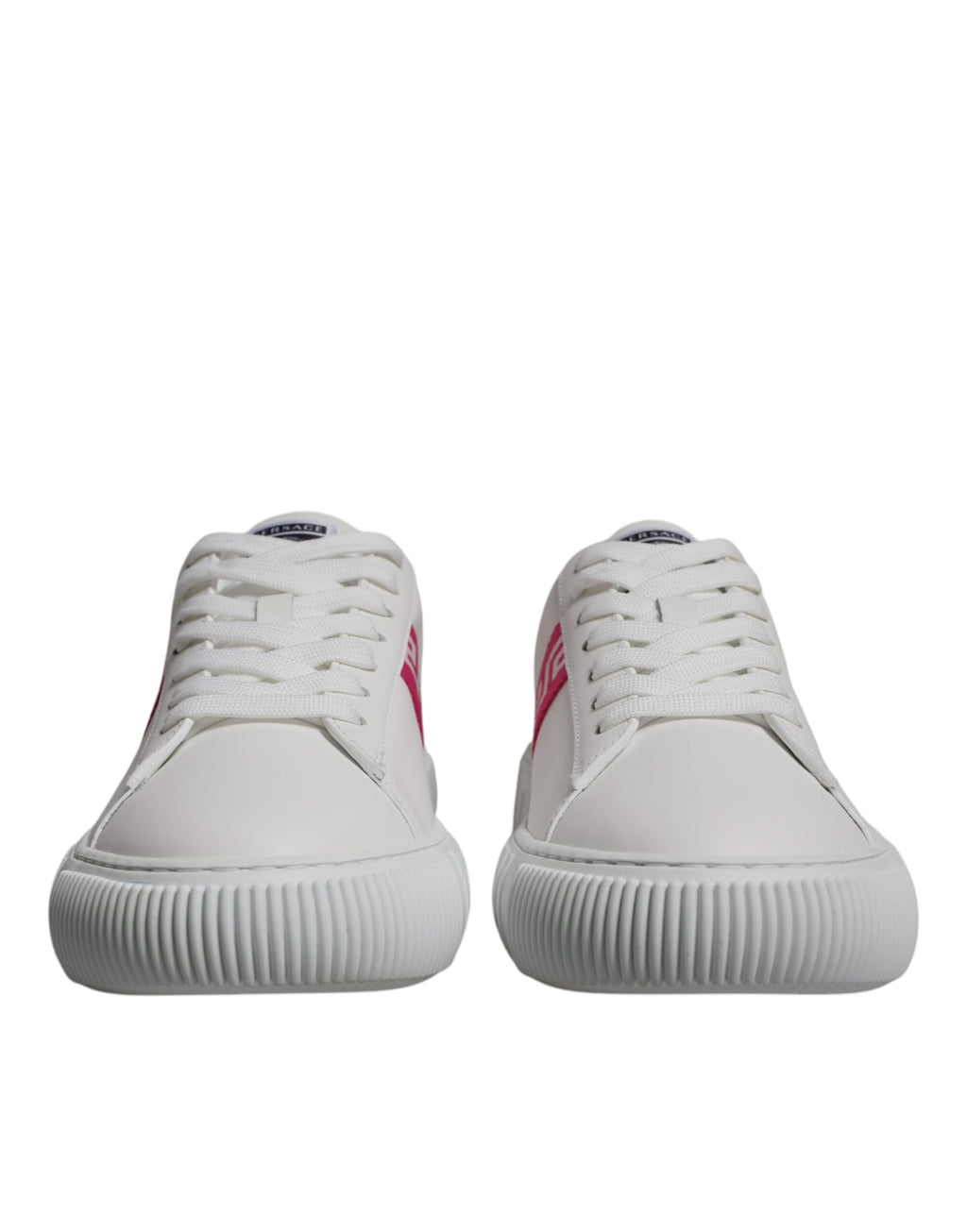 Versace - White Pink Greca Print Platform Low Top Sneakers