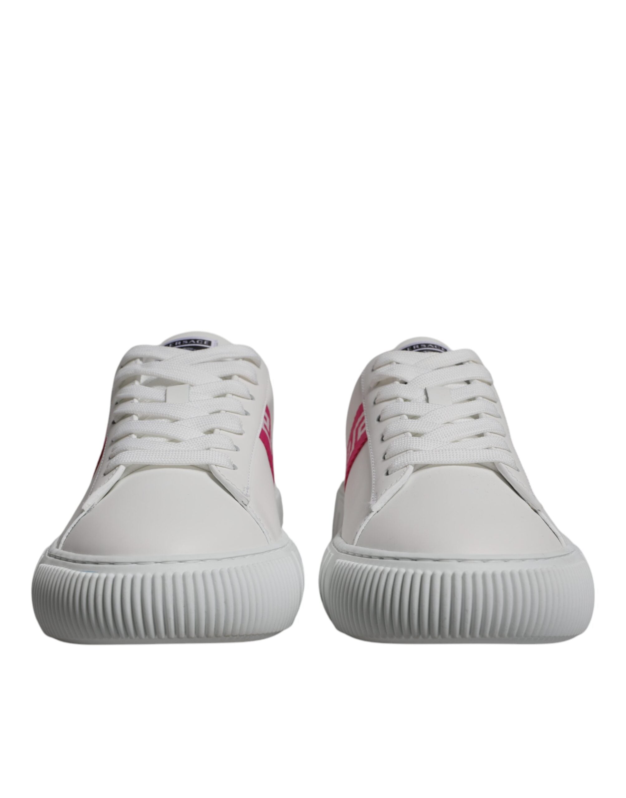 Versace - White Pink Greca Print Platform Low Top Sneakers