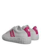 Versace - White Pink Greca Print Platform Low Top Sneakers