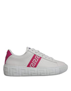 Versace - White Pink Greca Print Platform Low Top Sneakers