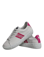 Versace - White Pink Greca Print Platform Low Top Sneakers