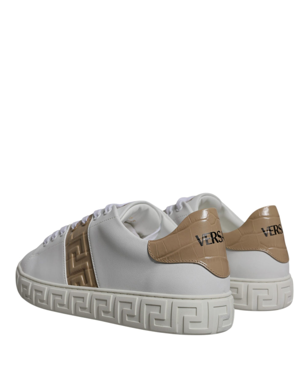 Versace - White Brown Greca Print TPU Low Top Men Sneakers
