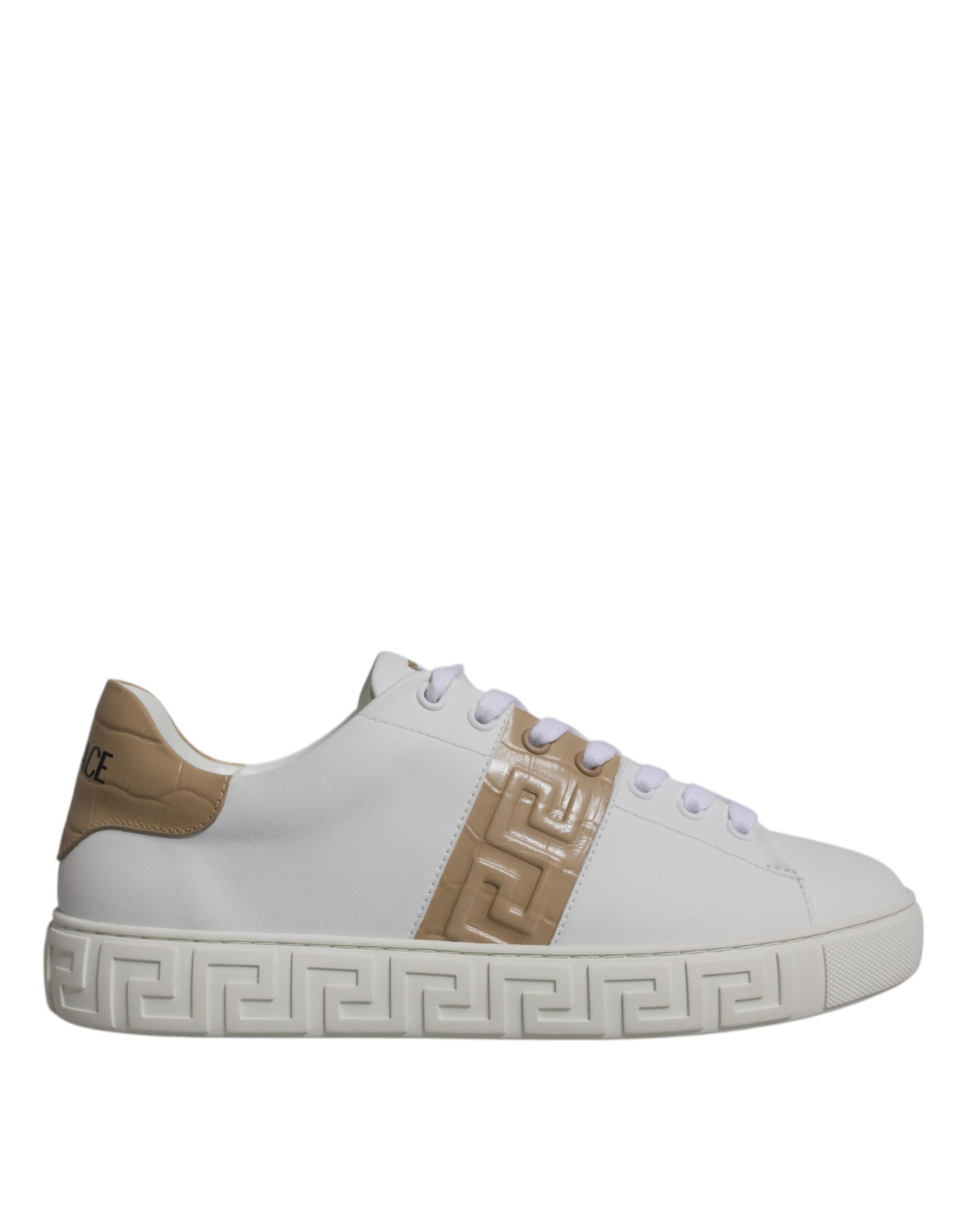 Versace - White Brown Greca Print TPU Low Top Men Sneakers