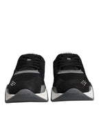Versace - Black Leather Neoprene Chunky Low Top Sneakers Squalo