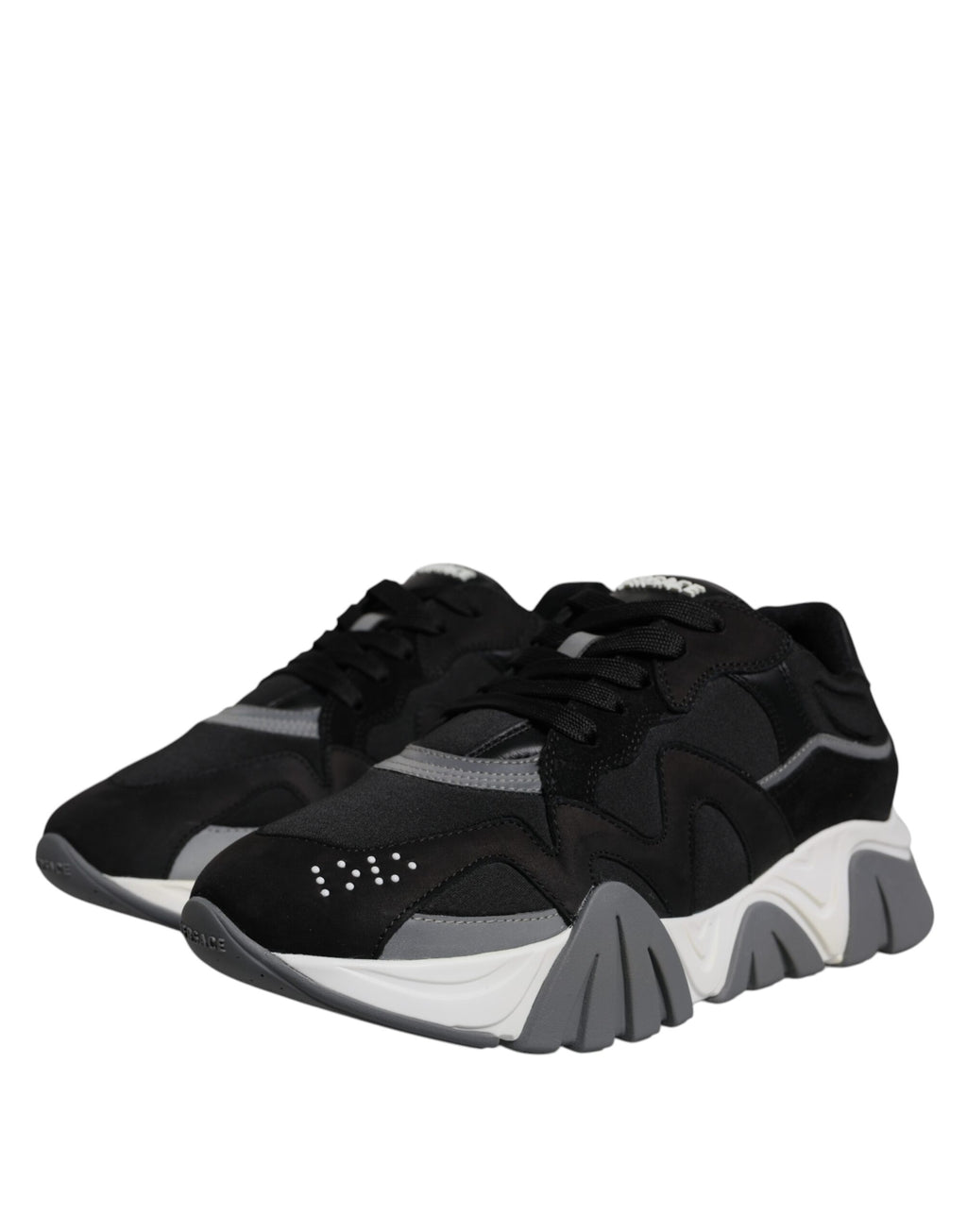 Versace - Black Leather Neoprene Chunky Low Top Sneakers Squalo