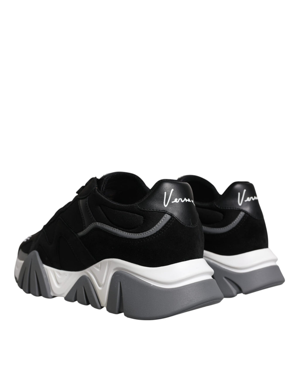 Versace - Black Leather Neoprene Chunky Low Top Sneakers Squalo