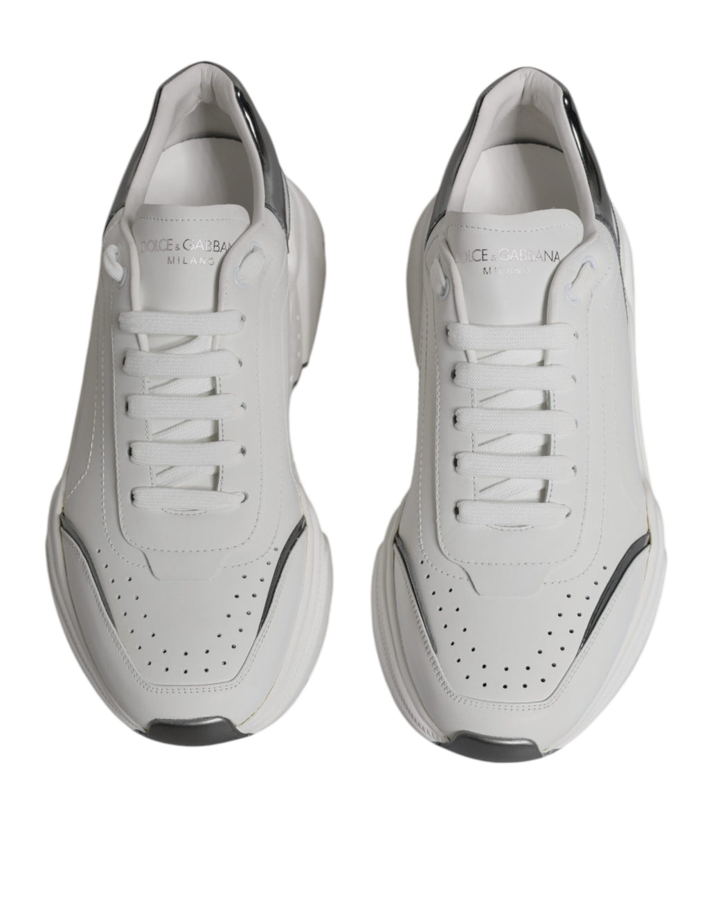 Dolce & Gabbana - White Silver DAYMASTER Leather Sneakers