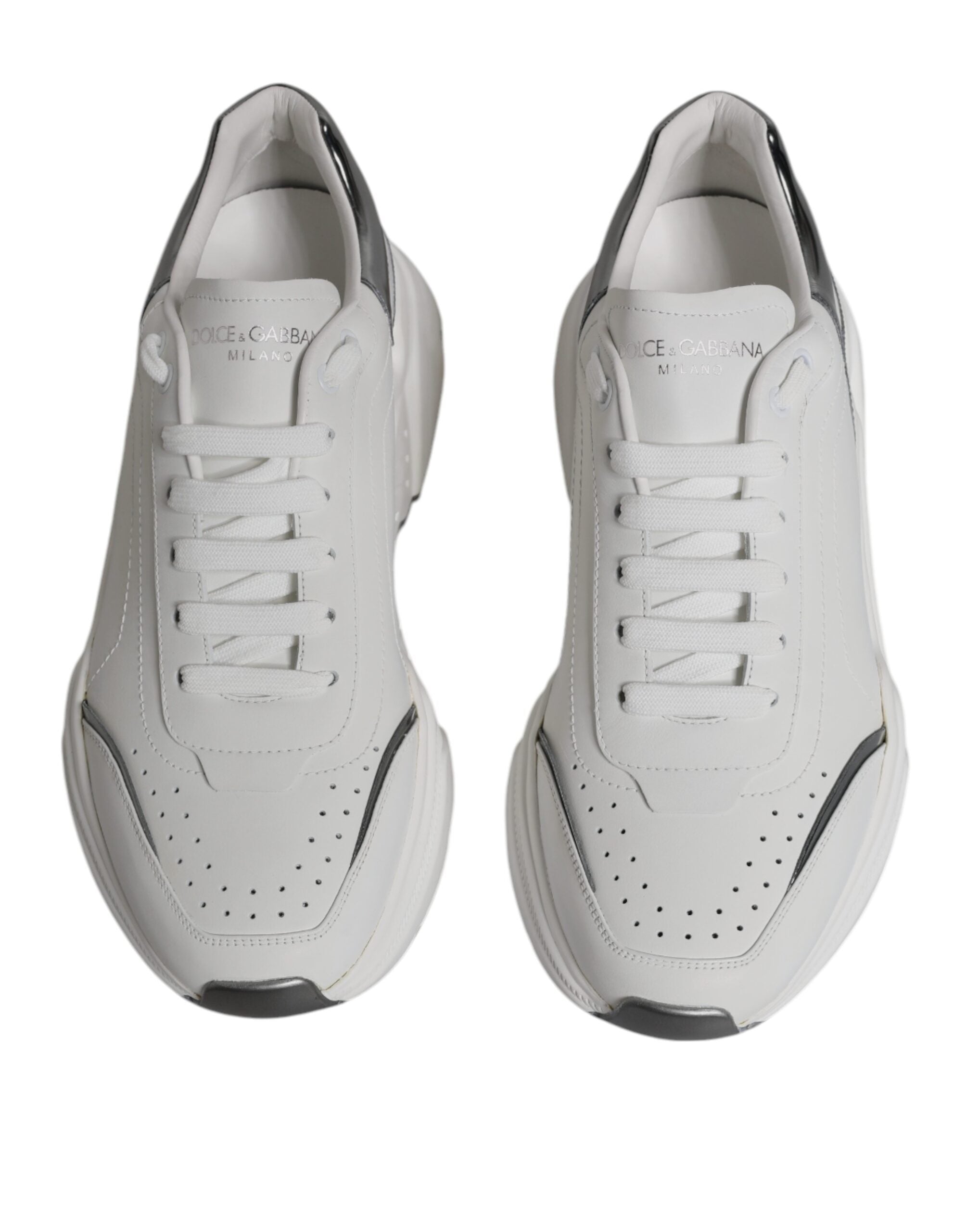 Dolce & Gabbana - White Silver DAYMASTER Leather Sneakers