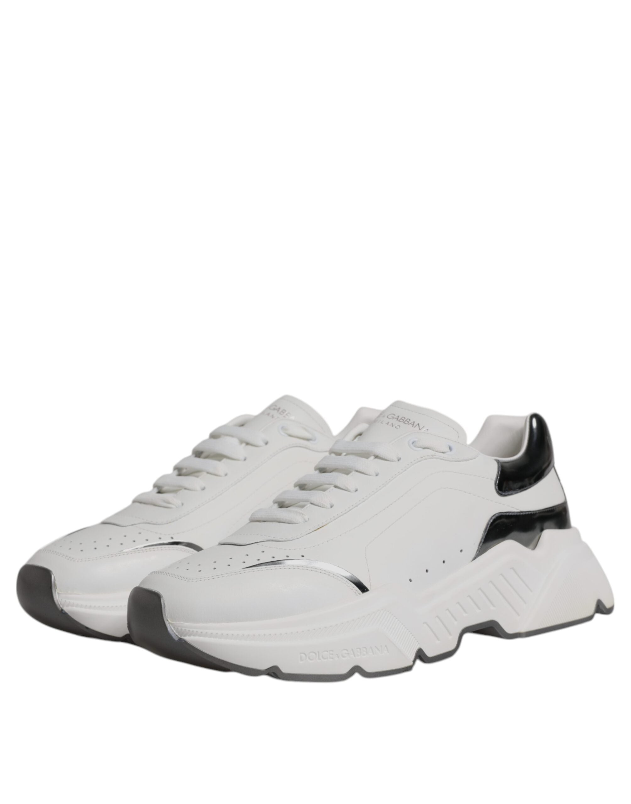 Dolce & Gabbana - White Silver DAYMASTER Leather Sneakers