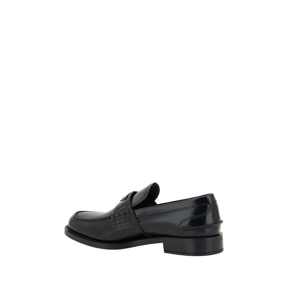 Prada – Black Leather Logo Loafers