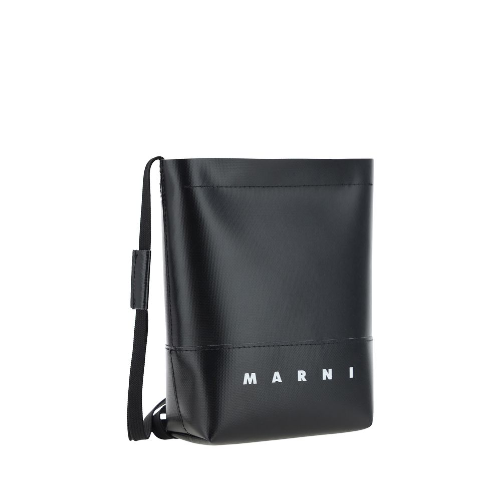 Marni – Black Coated Canvas Shoulder Bag