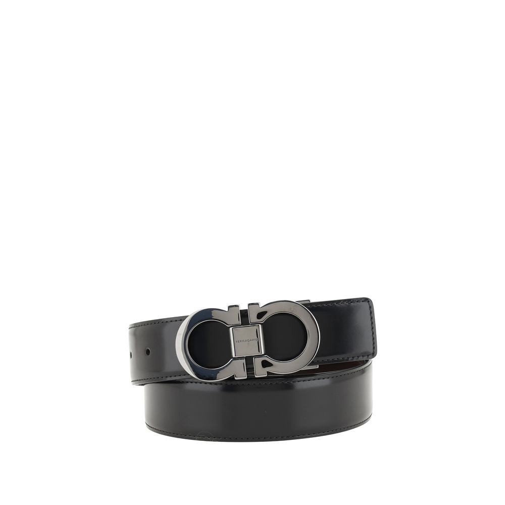 Ferragamo – Black Reversible Gancini Leather Belt