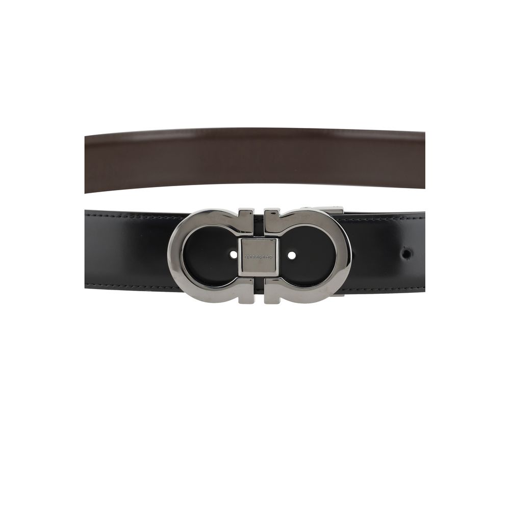 Ferragamo – Black Reversible Gancini Leather Belt