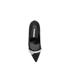 Manolo Blahnik – Black Asapump Satin Kitten Heel Pumps