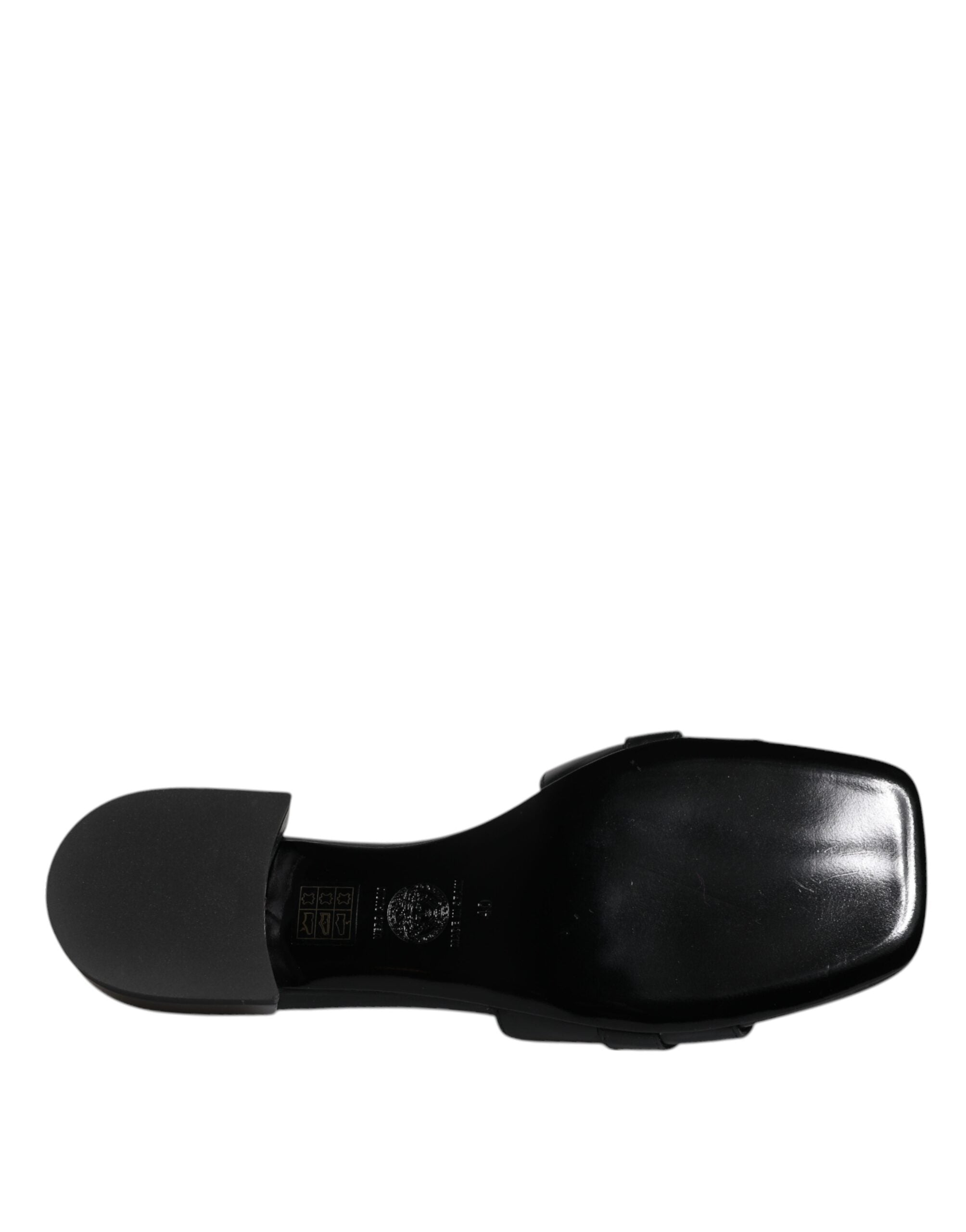 Versace – Black Leather Slip-On Sandals