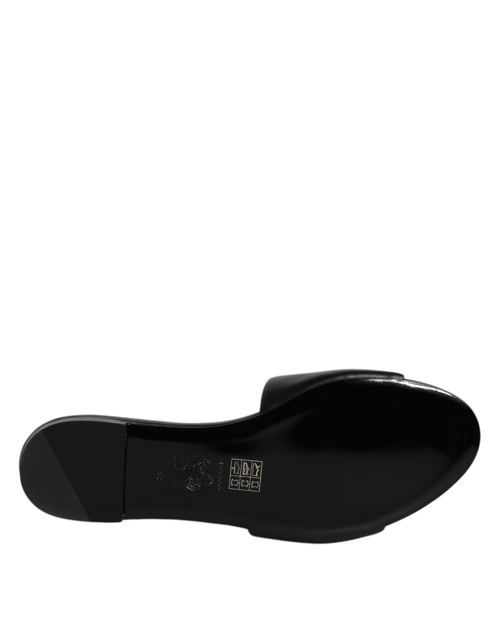 Versace – Black Leather Open Toe Slides