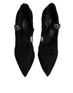 Dolce & Gabbana - Black Lace Crystals Mary Jane Pumps Shoes