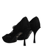 Dolce & Gabbana - Black Lace Crystals Mary Jane Pumps Shoes