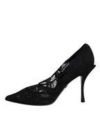 Dolce & Gabbana - Black Lace Crystals Mary Jane Pumps Shoes