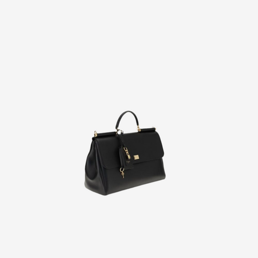 Dolce & Gabbana – Sicily Black Leather Top-Handle Bag