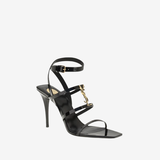 Saint Laurent – Cassandra Sandals Black Patent Leather