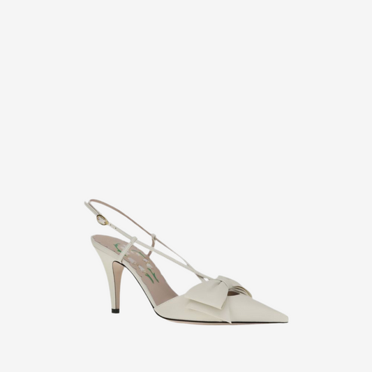 Valentino Garavani – Slingback Pumps with Bow in Ivory Leather