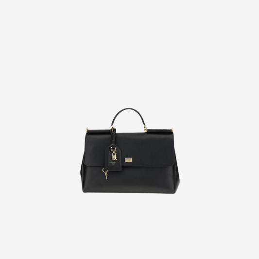 Dolce & Gabbana – Sicily Black Leather Top-Handle Bag