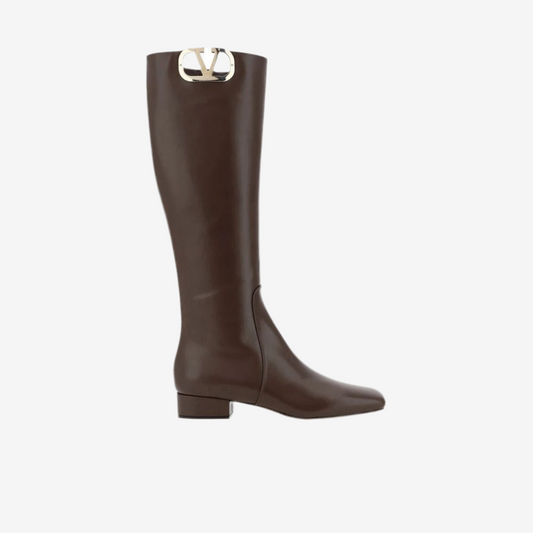 Valentino Garavani – Leather Logo Knee-High Boots