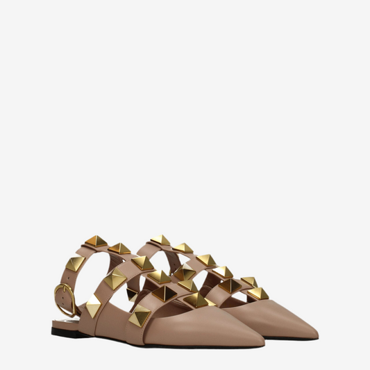 Valentino Garavani –  Pink Leather Flat Sandals